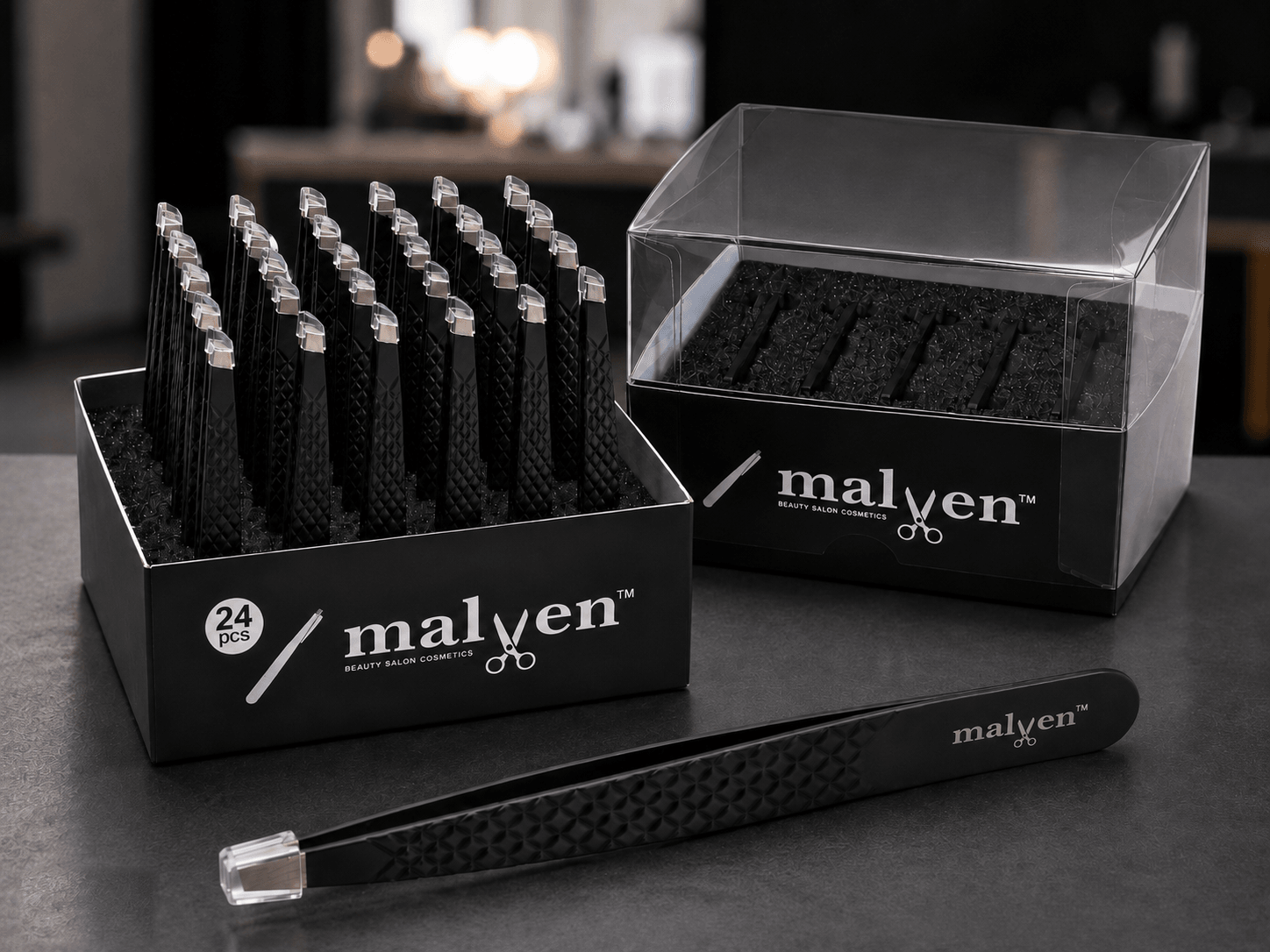 Malven Eyebrow Tweezers W02 – Display Box of 24